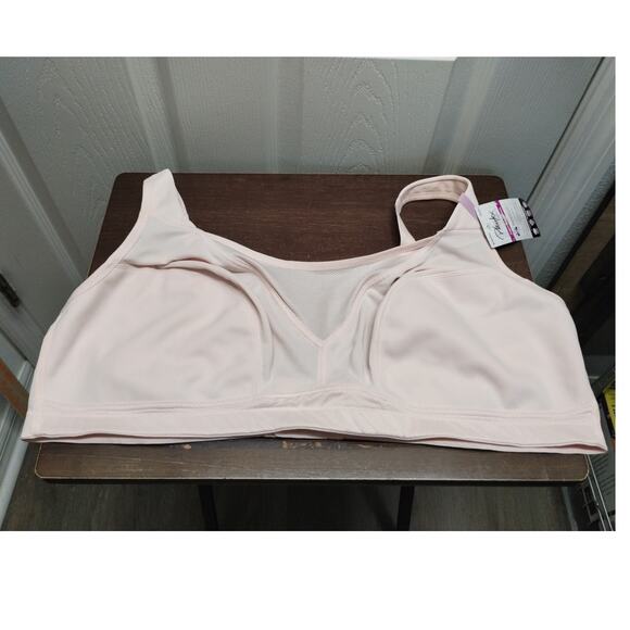 Playtex NWT Size 48D Pink Bounce Control Wicking Mesh Neckline Wirefree Bra 4221 - Picture 2 of 8